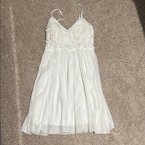 White Sleeveless V-Neck Midi Sundress